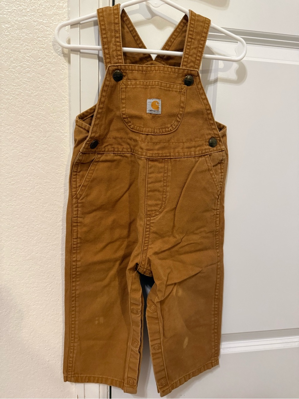 Carhartt Tan Kids Canvas Overalls with Front Pocket